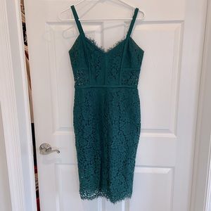 Express teal lace midi dress